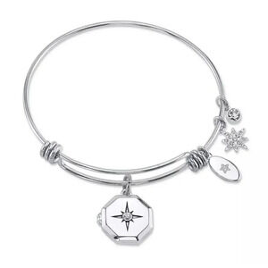 Star Locket Cubic Zirconia Adjustable Bangle Bracelet
